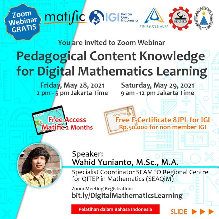 Zoom Webinar “Pedagogical Content Knowledge for Digital Mathematics Learning”