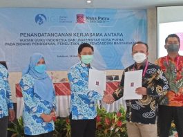 Penandatanganan Kerjasama Antara Ikatan Guru Indonesia (IGI) dan Universitas Nusa Putra